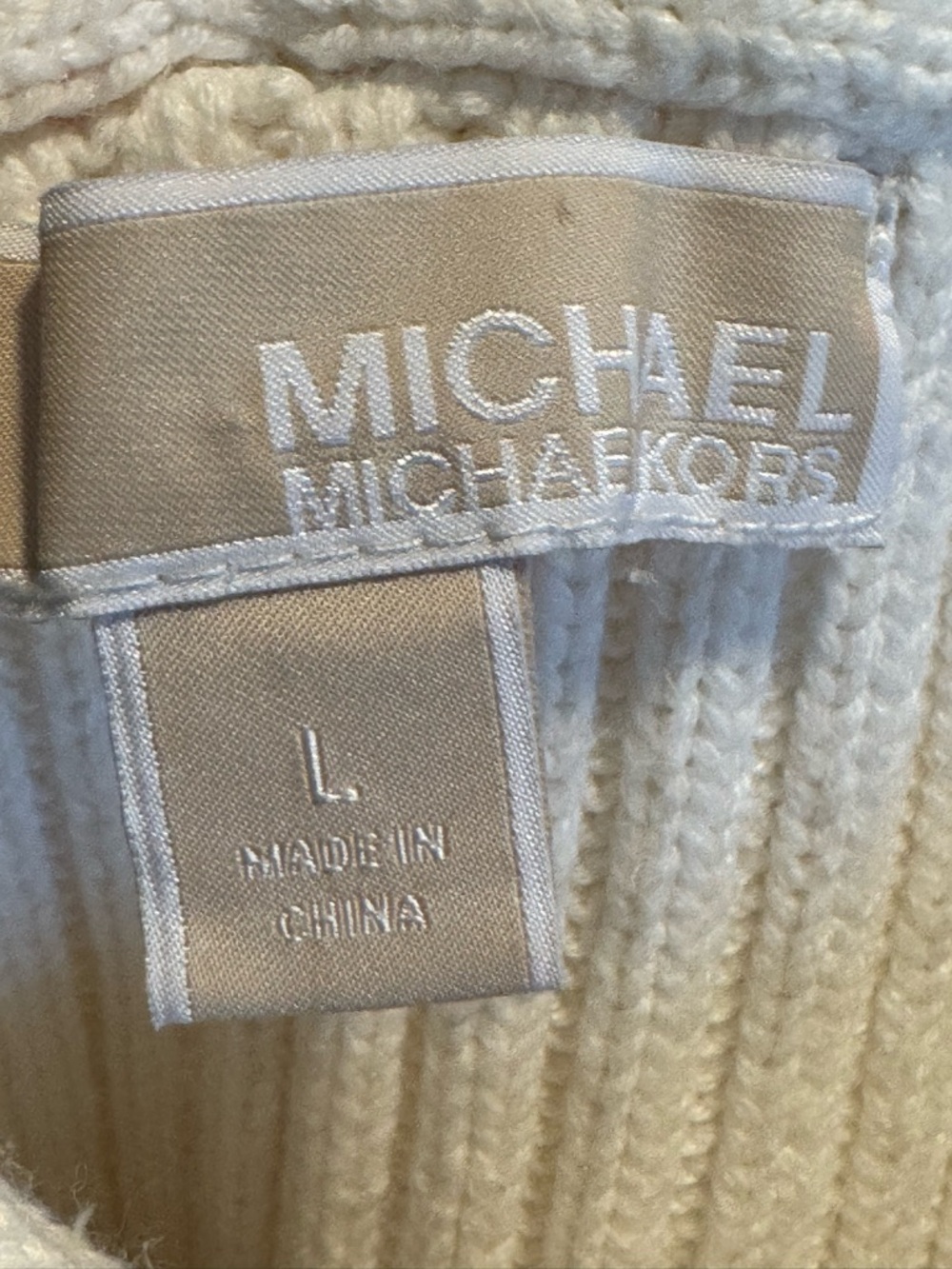 Michael Kors Cream Off-the-Shoulder Cable Trim Ribbed Sweater - Picture 2 of 5